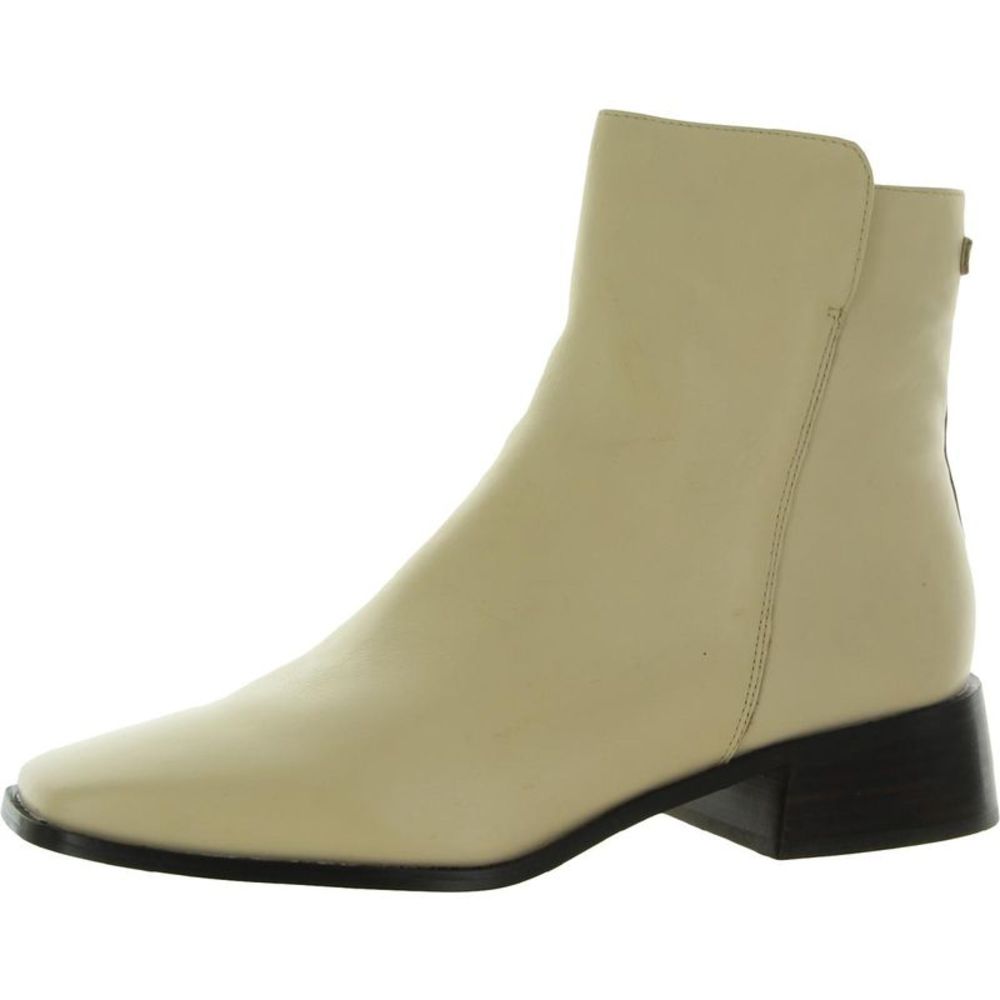 Sam Edelman Womens Thatcher Beige Leather Square Toe Ankle Boots Shoes NWT